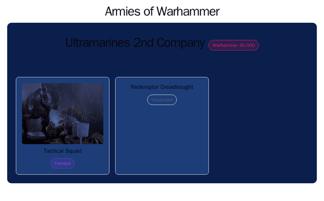 Miniature Collection Tracker — Army Detail screenshot